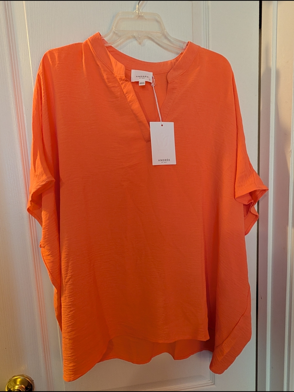 ANDREE BY UNIT Bright Orange V-Neck Dolman Sleeve Tunic
